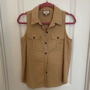 Sleeveless Tuckernuck Button-Front Top in Camel